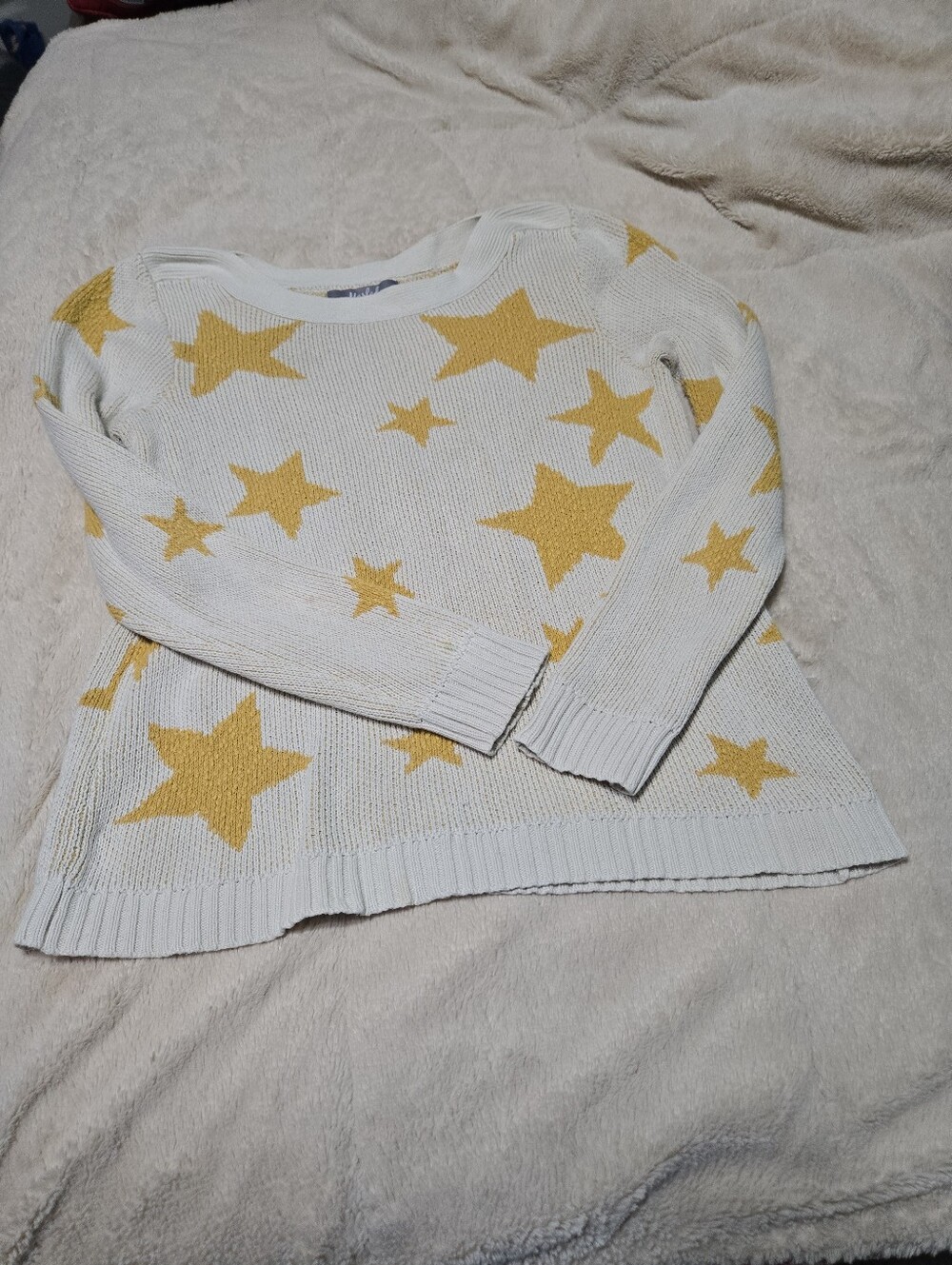 Marled Reunited Gold Star Knit Sweater Size M